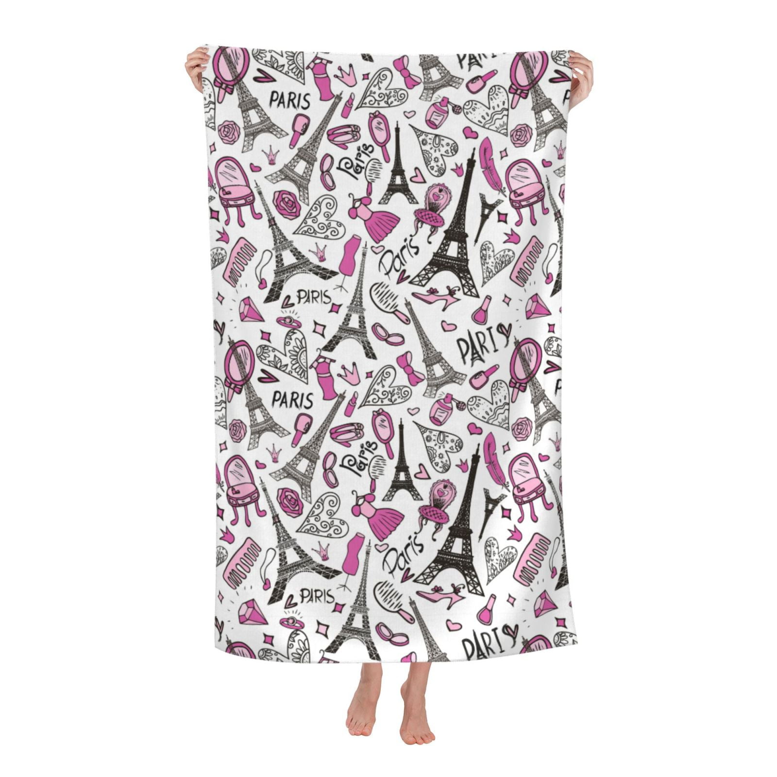 Eiffel Tower Paris Romantic Bath Towels for Men Women Soft Absorbent