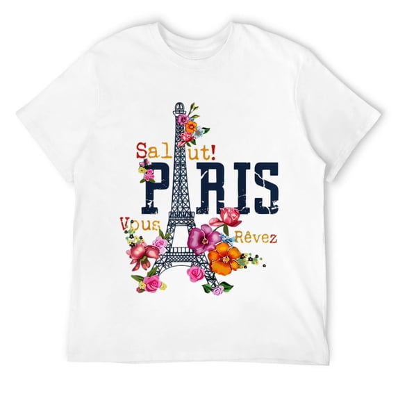 Eiffel Tower Paris Shirt Salut Flowering Paris France shirt Mens T-Shirt White