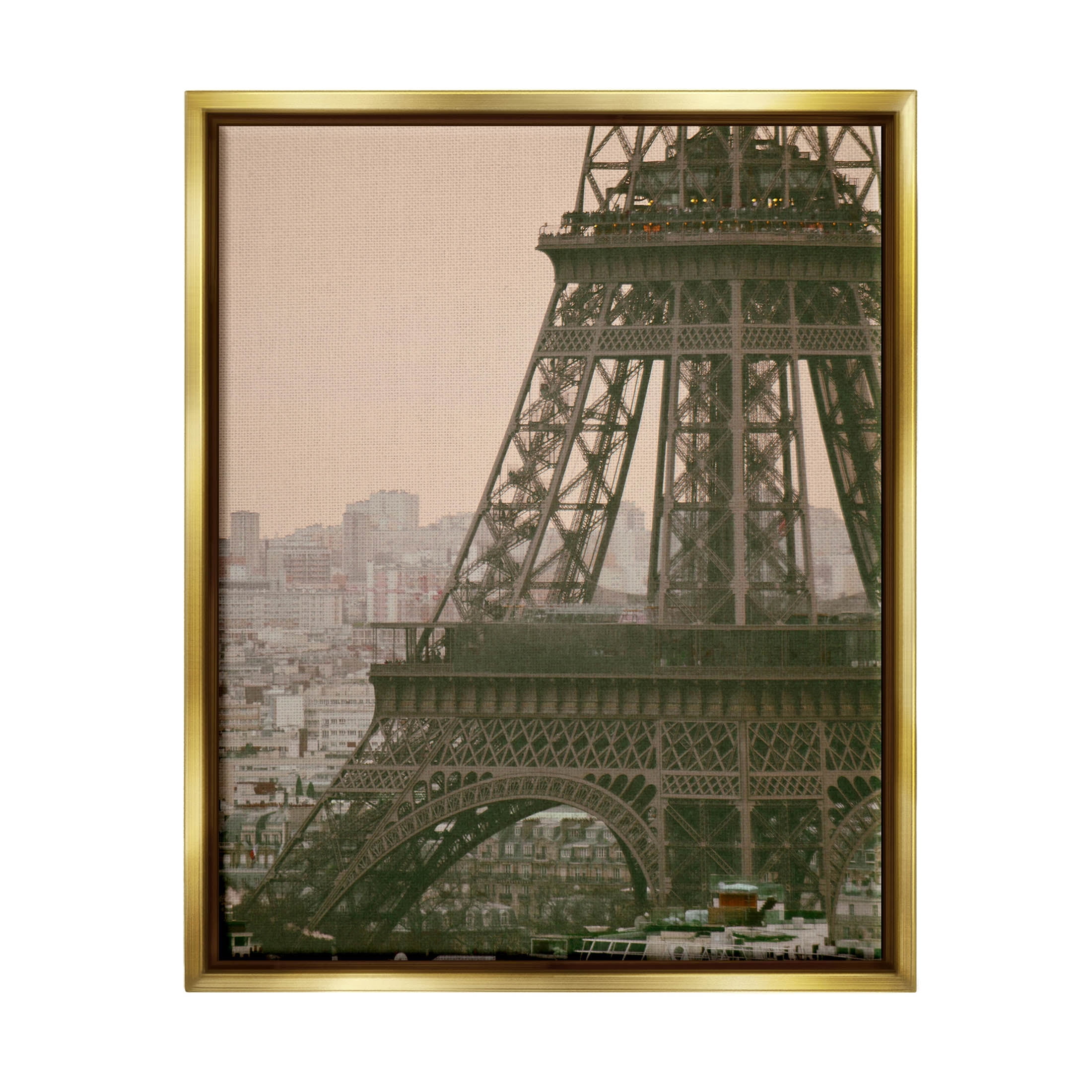 Eiffel Tower Paris Skyline Town & City Photograph Metallic Gold Framed Art Print Wall Art