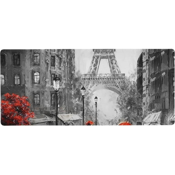 Eiffel Tower Paris Street Large Gaming Mouse Pad Big Mousepad & Keyboard Mat NonSlip Rubber Base for Computer Laptop Ideal for Home & Office Use 31.5 x 11.8 inch