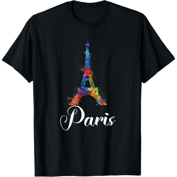 Eiffel Tower Paris Travel Holiday France Souvenir for girls T-ShirtMen and women, Black T-shirt, size: Extra large