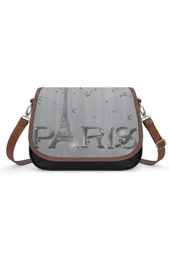 Eiffel Tower Paris Vintage Crossbody Bag for Women Medium Leather Hobo Bags Shoulder Bag Classic City Leather Satchels