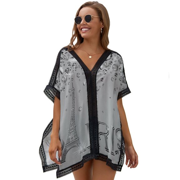 Eiffel Tower Paris Women's Swimsuit Coverup Summer Beach Cover Up Bathing Suit Dress