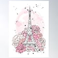 thumbnail image 1 of Eiffel Tower Peonies Poster Wall Art, Modern Wall Decor For Living Room Bedroom, 24x36 UNFRAMED, 1 of 2