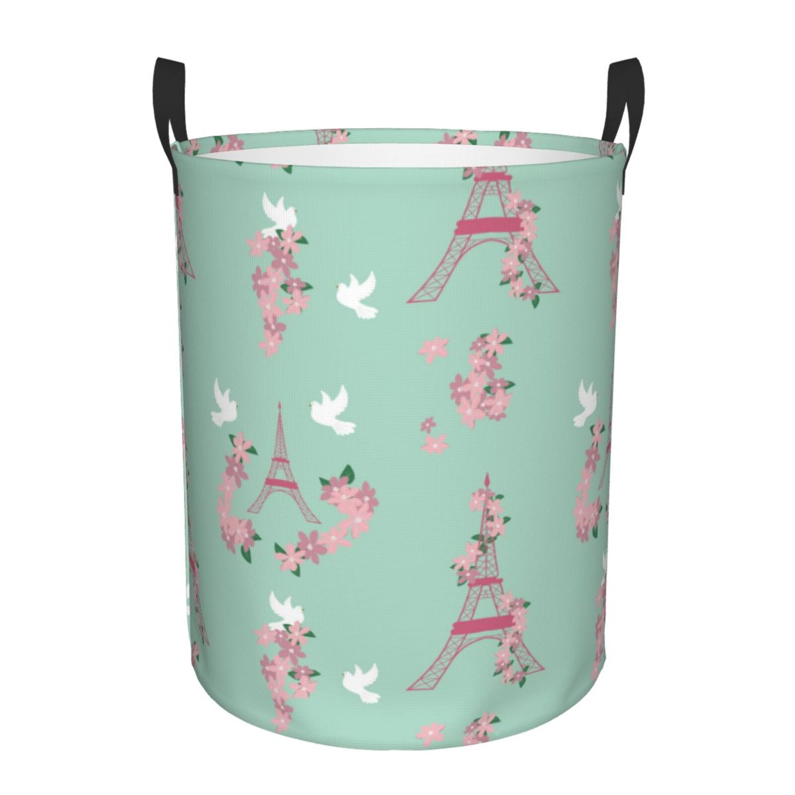 Eiffel Tower Pigeon Large Laundry Basket with Handles - Dirty Clothes ...