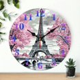 thumbnail image 1 of Eiffel Tower, Pink Trees Wood Wall Clock Wall art Decor, Battery Operated (AA Not Included) Great for Living Room, Kitchen, Dorm Decoration and Daily Practical Gift, 1 of 6