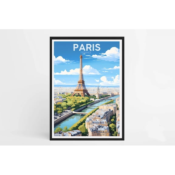 Eiffel Tower Poster Paris – Vintage Travel Wall Art 24x36 UNFRAMED