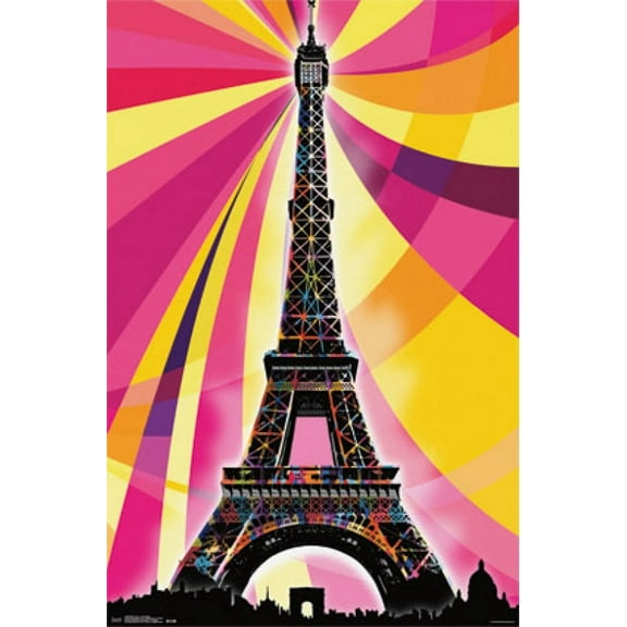 Eiffel Tower - Psychedelic Poster Print (22 x 34)