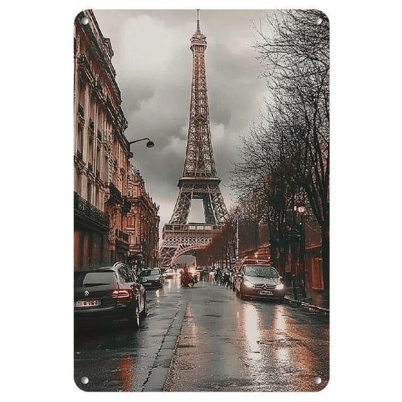 Eiffel Tower Retro Metal Wall Art - Weatherproof, Pre-drilled Tin Painting, Suitable for Home, Office, Cafe Decoration, Metal Wall Art, Perfect for Room Decor