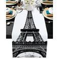 thumbnail image 1 of Eiffel Tower Retro Vintage Stamp Black White Table Runner Home Wedding Table Mat Centerpieces Decoration Dining Long Tablecloth, 1 of 6
