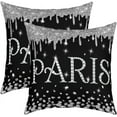 thumbnail image 1 of Eiffel Tower Reversible Throw Pillow Covers Paris Glitter (No Glitter No Sequin) Diamond Pillow Covers Home Decor for Kids Paris Decor Black Silver Square Cushion Covers Set of 2 18 x 18-Inch, 1 of 6