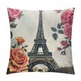Eiffel Tower Rose Flower Print Fun Cushion Cover Novelty Throw Pillow