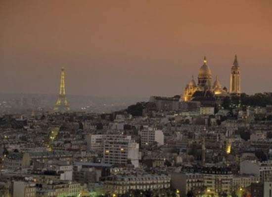Eiffel Tower Sacred Heart Paris France Canvas Art - Panoramic Images (36 x 24)