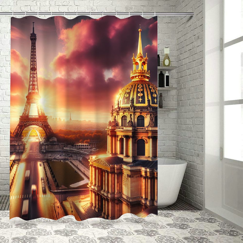 Eiffel Tower Shower Curtain, Europe Famous Building Cityscape Paris