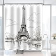 thumbnail image 1 of Eiffel Tower Shower Curtain Paris Shower Curtains for Bathroom Retro Hand-Painted Sketch Style France Scenery Decor Set with 12 Hooks 72x72 inches (B), 1 of 6
