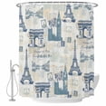 thumbnail image 1 of Eiffel Tower Shower Curtain, Waterproof Shower Curtains for Bathroom, European Architectural Retro Hand-Painted Washable Fabric Bathtub Curtain Set Bath Decor with 12 Hooks Standard 72"x72", 1 of 8