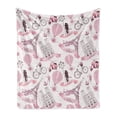 thumbnail image 1 of Eiffel Tower Soft Flannel Fleece Throw Blanket, Travel in Paris Theme Honeymoon Flowers Romance Hot Air Balloon Bike, Cozy Plush for Indoor and Outdoor Use, 50" x 60", Pale Pink White, by Ambesonne, 1 of 5