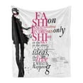 thumbnail image 1 of Eiffel Tower Soft Flannel Fleece Throw Blanket, Woman in Paris in Autumn Inspirational Words Vogue Theme Art Print, Cozy Plush for Indoor and Outdoor Use, 70" x 90", Black Pink, by Ambesonne, 1 of 5