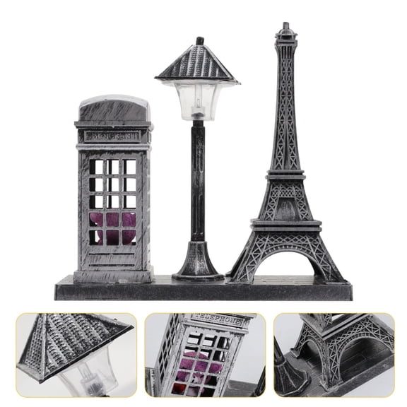 Eiffel Tower Statue Light Up Eiffel Tower Lamp LED Night Light Vintage France Tour Souvenirs Metal French Figurine for Home Office Table Decor,Silver