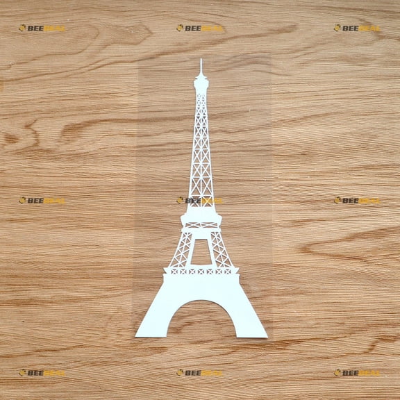 Eiffel Tower Sticker Decal Vinyl La Tour Paris France French - White 8" - For Car Boat Laptop Cup No Background Die-cut