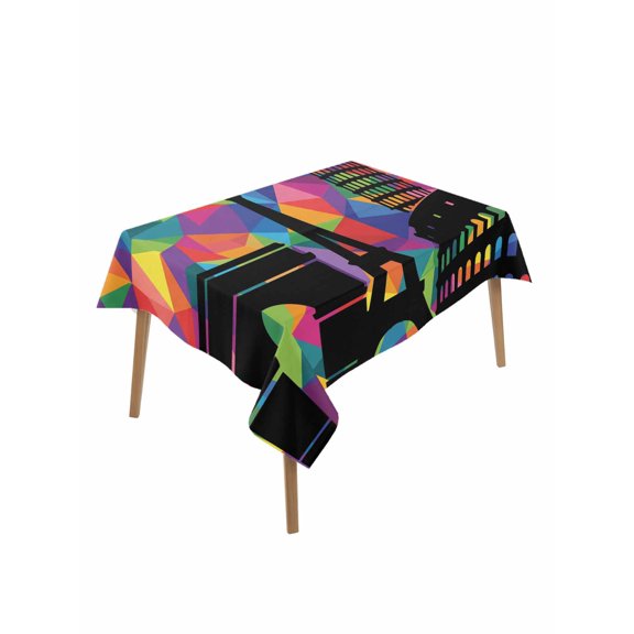 Eiffel Tower Table Cloth, Waterproof Tablecloth for Rectangle Tables, Modern Colorful European Architectural Art Reusable Washable Fabric Table Cover for Restaurant Kitchen Dining Tables 60"x84"