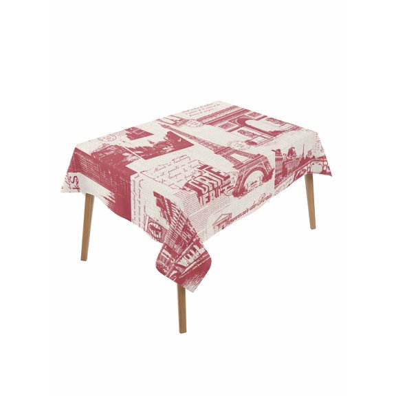 Eiffel Tower Table Cloth, Waterproof Tablecloth for Rectangle Tables, Romantic European Architectural Cultural Art Reusable Washable Fabric Table Cover for Restaurant Kitchen Dining Tables 60"x102"