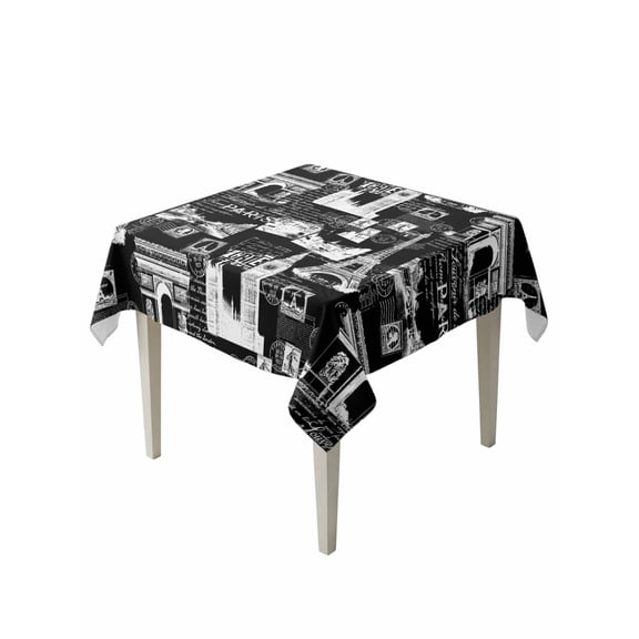 Eiffel Tower Table Cloth, Waterproof Tablecloth for Square Tables, Vintage France Romantic European Paris City Art Reusable Washable Fabric Table Cover for Restaurant Kitchen Dining Tables 54"x54"
