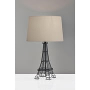 Simplee Adesso Eiffel Tower 25.5" Transitional Black with Table Lamp with Natural Shade