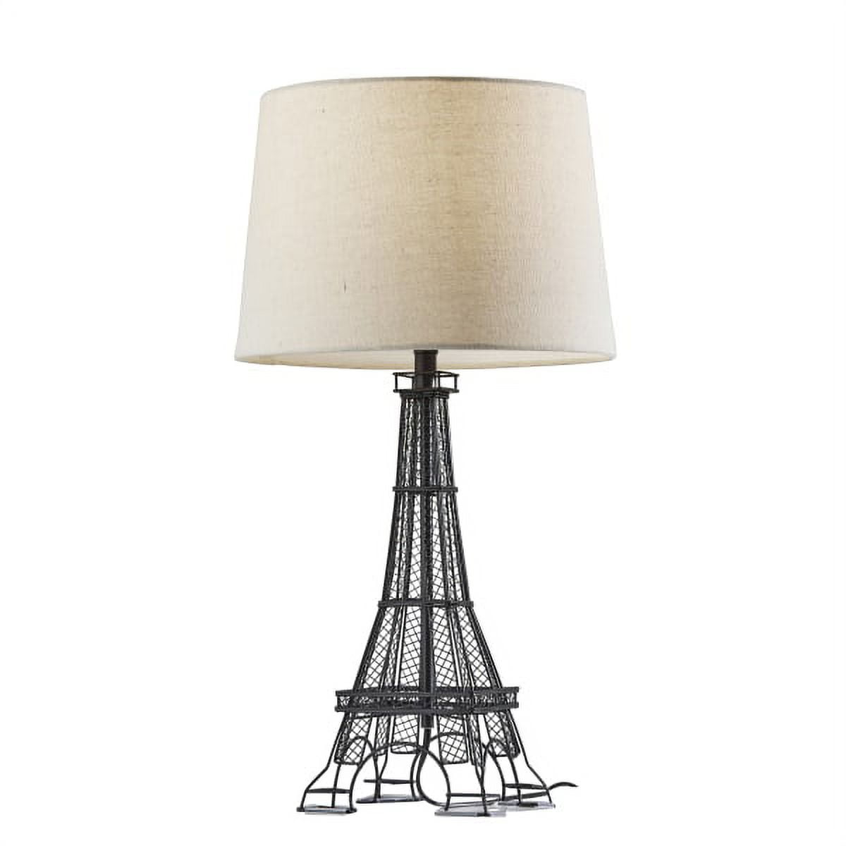 Eiffel Tower Black Table Lamp with Oatmeal Fabric Shade