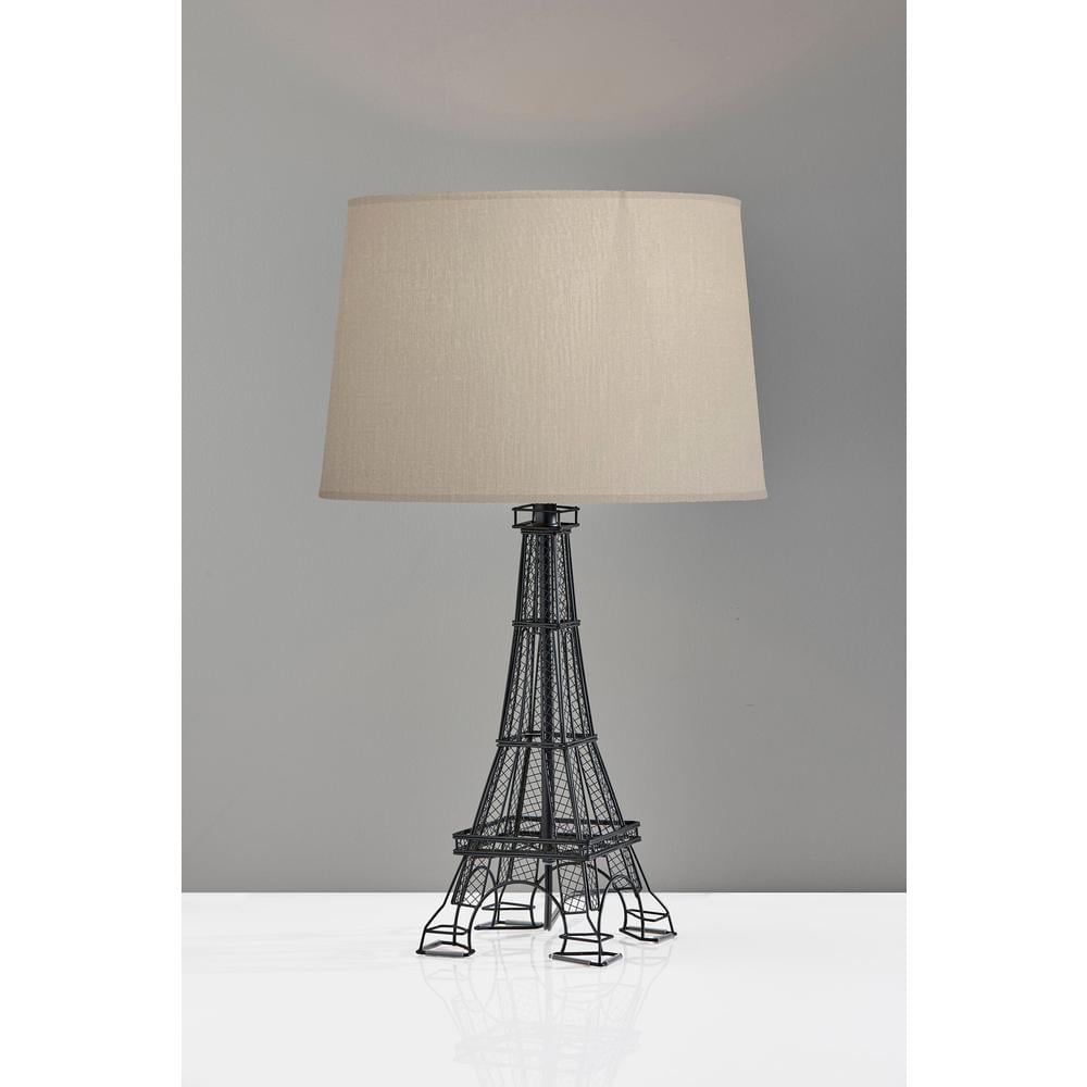 Simplee Adesso Eiffel 3-Way Switch Table Lamp with Fabric Drum Shade
