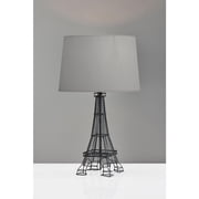 Simplee Adesso Eiffel Tower 25.5 Transitional Black Table Lamp with Grey Drum Shade