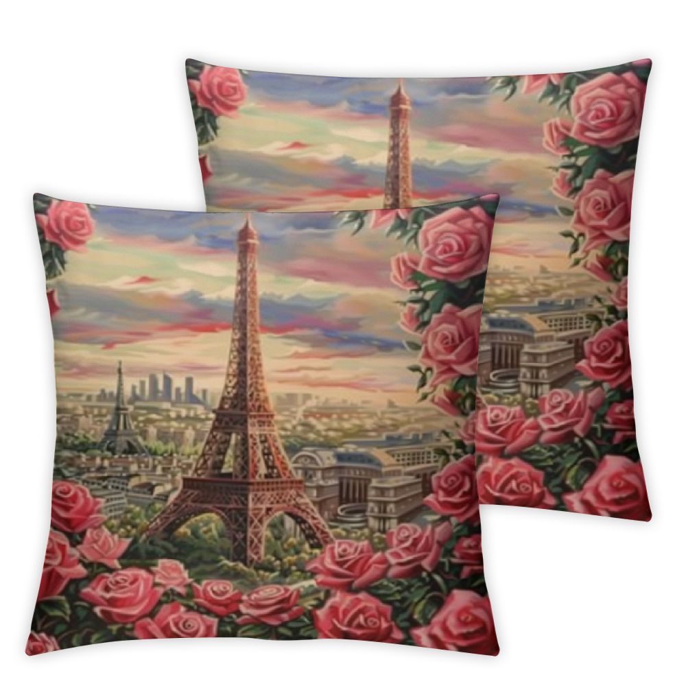 Eiffel Tower Throw Pillow Covers Symbol Building of Paris Soft Square