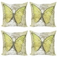 thumbnail image 1 of Eiffel Tower Throw Pillow Cushion Case Pack of 4, Hand Drawn Cursive Writing and a Butterfly, Modern Accent Double-Sided Print, 4 Sizes, Slate Brown Pale Green, by Ambesonne, 1 of 2