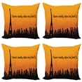 thumbnail image 1 of Eiffel Tower Throw Pillow Cushion Case Pack of 4, I Know Exactly Where My Heart is Wording City Skyline, Modern Accent Double-Sided Print, 4 Sizes, Charcoal Grey Orange, by Ambesonne, 1 of 2