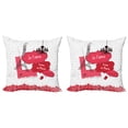 thumbnail image 1 of Eiffel Tower Throw Pillow Cushion Cover Pack of 2, Je T'aime Love in Paris Oh La La Calligraphy, Zippered Double-Side Digital Print, 4 Sizes, Grey Dark Coral, by Ambesonne, 1 of 2