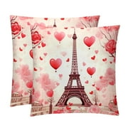 Eiffel Tower Throw Pillow Inserts Set Covers of 2 Decorative Velvet Throw Pillows with Unique Patterns - 16x16, 18x18, 20x20 Inches for Home Decor and Gifts