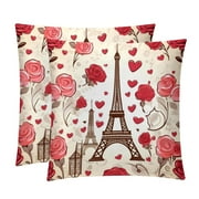 Eiffel Tower Throw Pillow Inserts Set Covers of 2 Decorative Velvet Throw Pillows with Unique Patterns - 16x16, 18x18, 20x20 Inches for Home Decor and Gifts