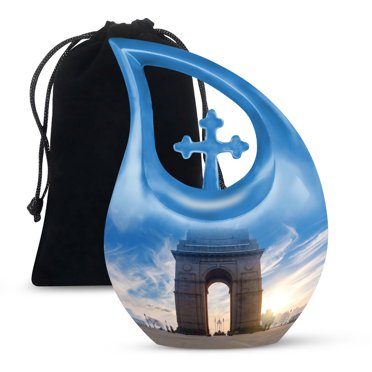 Eiffel Tower Cremation Urn - Blue Urns For Ashes - Memorial Urns For Ashes Memorial Adult Male Female Human Funeral Size 10inch