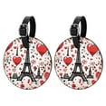 thumbnail image 1 of Eiffel Tower Valentine's Day 2Pcs PU Leather Round Luggage Tags with Privacy Cover and Name ID Tag for Suitcase, Handbags, Backpacks, School Bags, 1 of 6