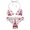 thumbnail image 1 of Eiffel Tower Valentine's Day Detachable Sponge Adjustable Strap Bikini Set Two-Pack - Ideal for Beach & Pool Parties, 1 of 6