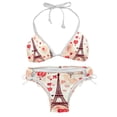 thumbnail image 1 of Eiffel Tower Valentine's Day Detachable Sponge Adjustable Strap Bikini Set Two-Pack Swimsuit Women Swimwear, 1 of 6