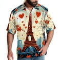thumbnail image 1 of Eiffel Tower Valentine's Day Men's Casual Button Down Short Sleeve Printed Summer Beach Shirts, 1 of 6