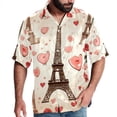 thumbnail image 1 of Eiffel Tower Valentine's Day Men's Short Sleeve Beach Shirts, Casual Printed Button Down Poplin Shirt Summer., 1 of 6