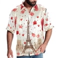 thumbnail image 1 of Eiffel Tower Valentine's Day Men's Short Sleeve Poplin Shirt, Button Down Casual Summer Beach Printed Unisex Shirt, 1 of 6