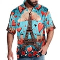 thumbnail image 1 of Eiffel Tower Valentine's Day Men's Short Sleeve Poplin Shirt, Button Down Casual Summer Beach Printed Unisex Shirt, 1 of 6