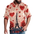 thumbnail image 1 of Eiffel Tower Valentine's Day Men's Short Sleeve Shirts with Spread Collar Tops, Casual Printed Poplin Shirt, Button Down Short Summer Beach Shirts - Unisex, 1 of 6
