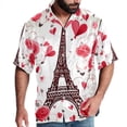thumbnail image 1 of Eiffel Tower Valentine's Day Men's Short Sleeve Shirts with Spread Collar Tops, Casual Printed Poplin Shirt, Button Down Short Summer Beach Shirts - Unisex, 1 of 6