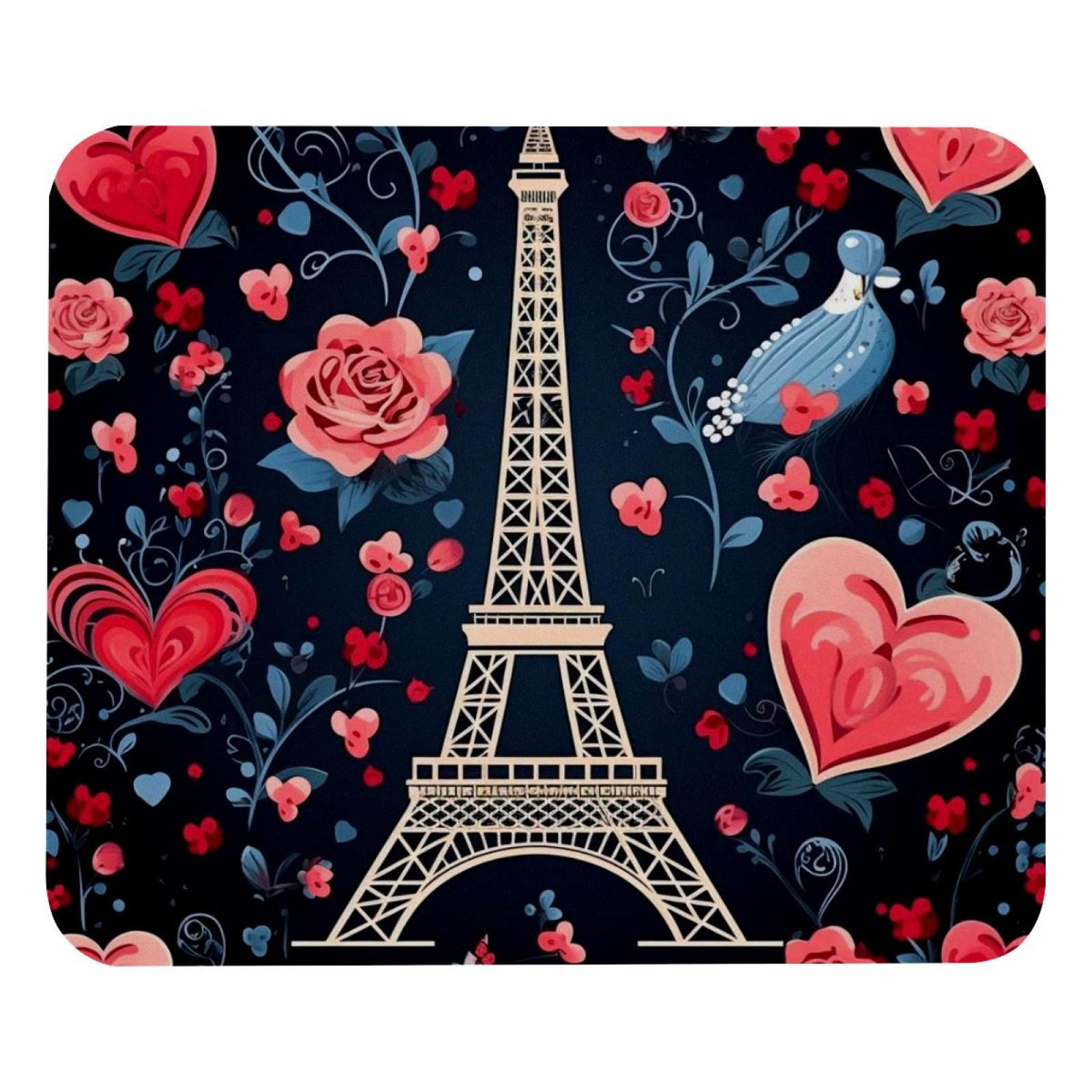 OFloral Eiffel Tower Mouse Pad - Paris Gray Oil Painting Design, 7.9x9.5 Inch Non-Slip Rubber Base 2 thumbnail image
