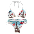 thumbnail image 1 of Eiffel Tower Valentine's Day Swim Wear Detachable Sponge Adjustable Strap Bikini Set Two-Pack for Multiple Scenes, 1 of 6