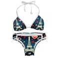 thumbnail image 1 of Eiffel Tower Valentine's Day Swimsuit Women Bikinis: Detachable Sponge Adjustable Strap Bikini Set - Two-Pack, Beach & Pool Ready, 1 of 6
